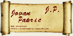 Jovan Paprić vizit kartica